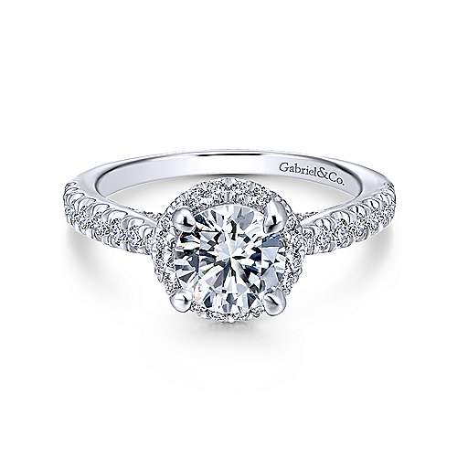 Gabriel & Co 14K White Gold Round Diamond Halo Engagement Ring ER12596R4W44JJ