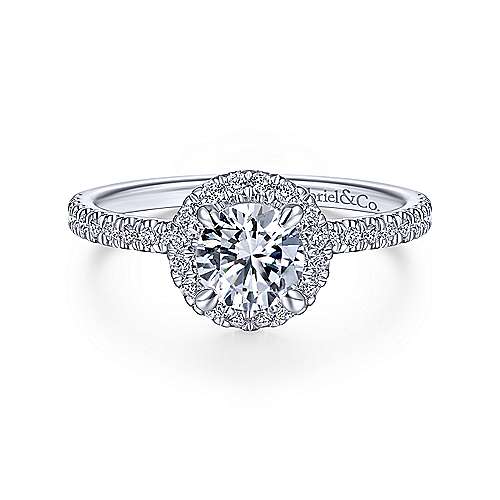 Gabriel & Co 14K White Gold Round Diamond Halo Engagement Ring ER14664R3W44JJ