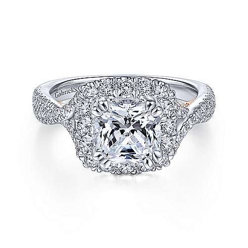 Gabriel & Co 14K White-Rose Gold Cushion Cut Diamond Halo Engagement Ring ER14894C8T44JJ
