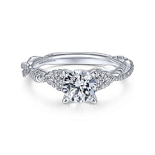 Gabriel & Co 14K White Gold Round Twisted Diamond Engagement Ring ER14942R3W44JJ