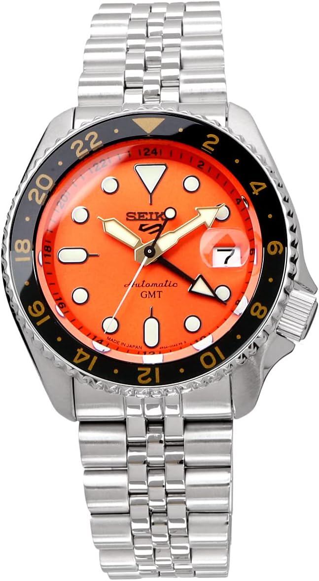 Seiko 5 Sports SSK005 Style GMT Model Orange Dial Automatic Mechanical Watch