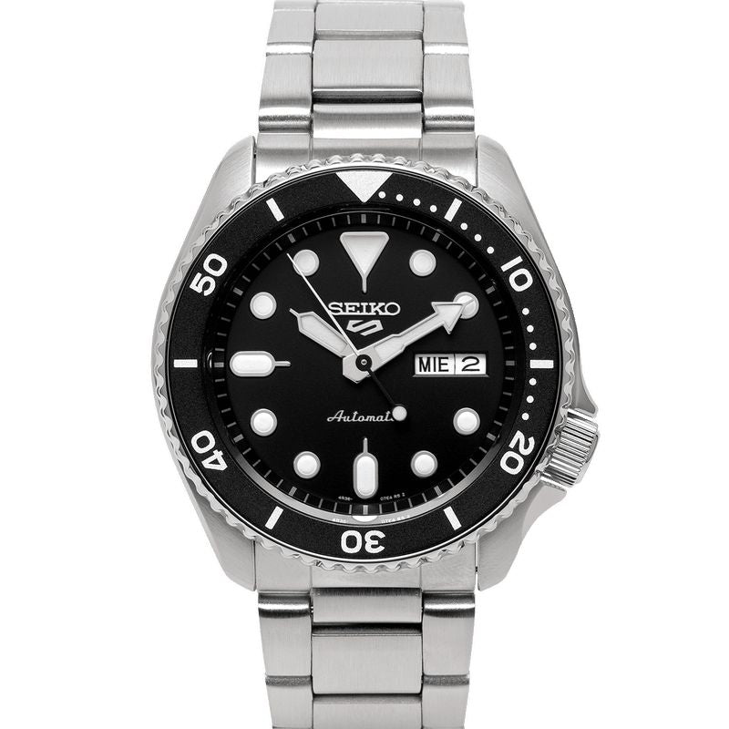 Seiko 5 Sports Automatic SRPD55 Black Dial Day Date Steel Bracelet Men's Watch