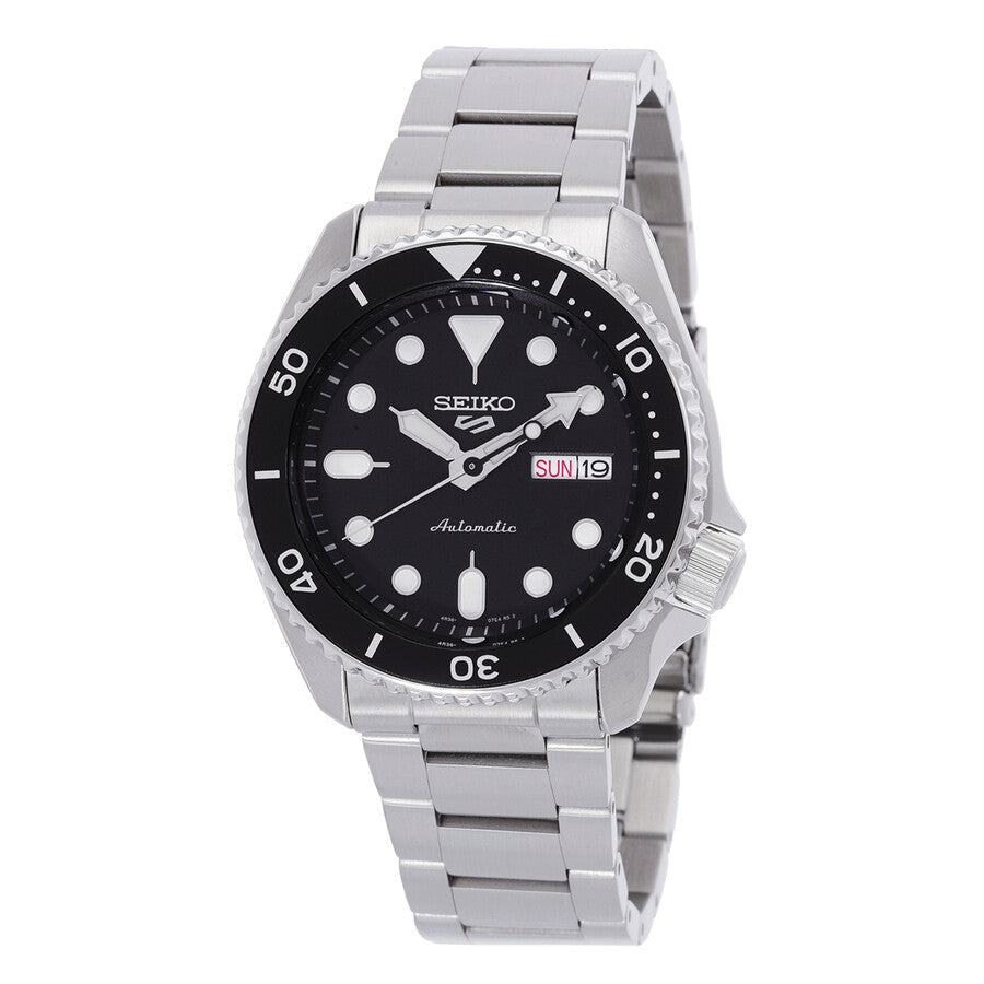 Seiko 5 Sports Automatic SRPD55 Black Dial Day Date Steel Bracelet Men's Watch