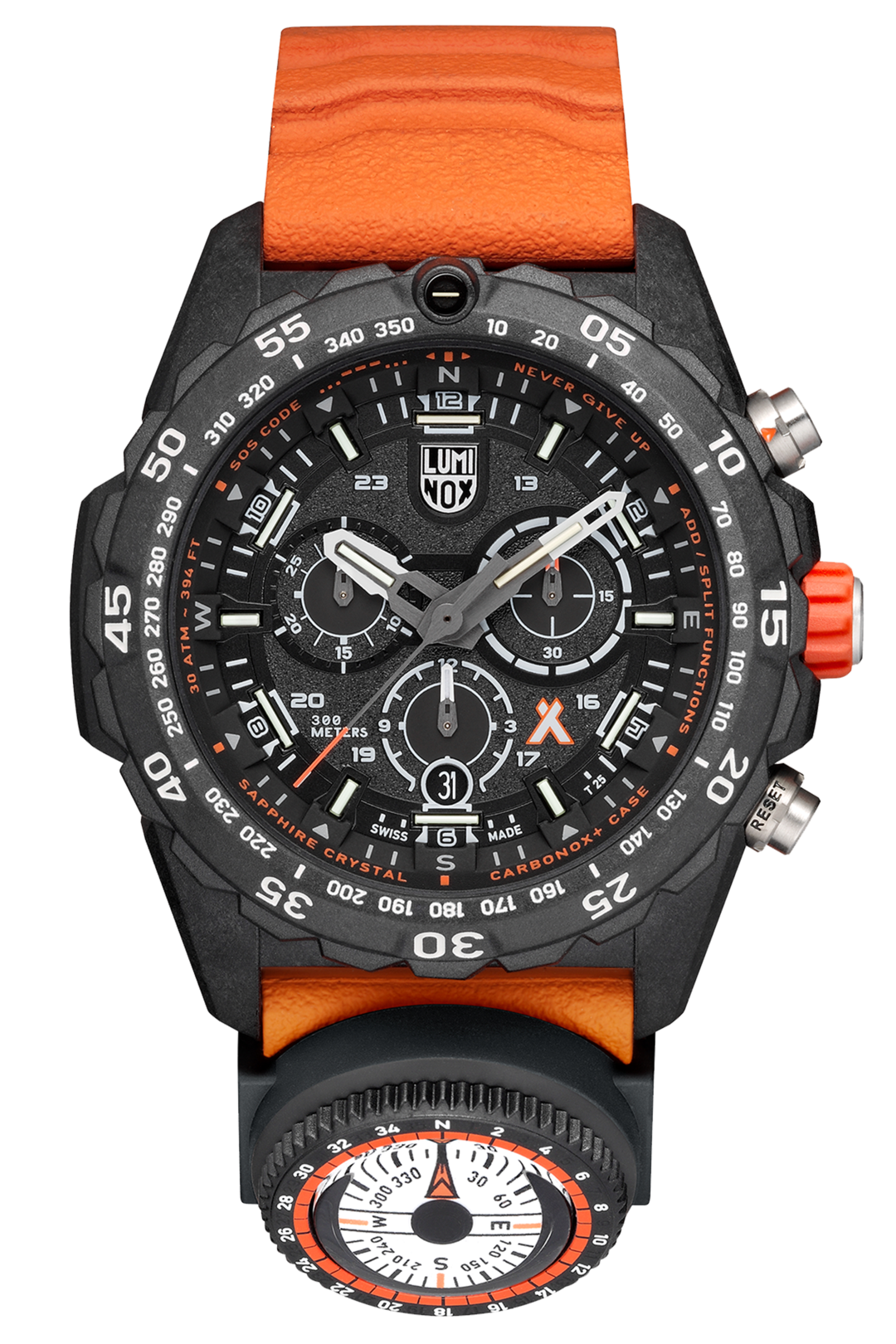 Luminox 3749 Bear Grylls MASTER Series Orange Rubber Strap Chronograph Watch