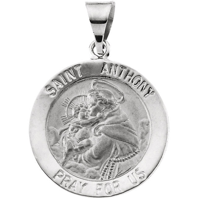 St Anthony 14k Solid White Gold 1.7 Grams Pray for Us Pendant Charm