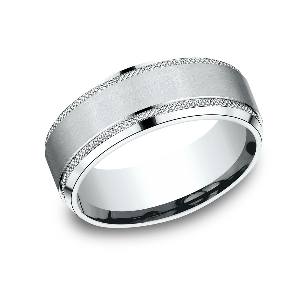 Benchmark CF68321W White 14k 8mm Men&#39;s Wedding Band Ring