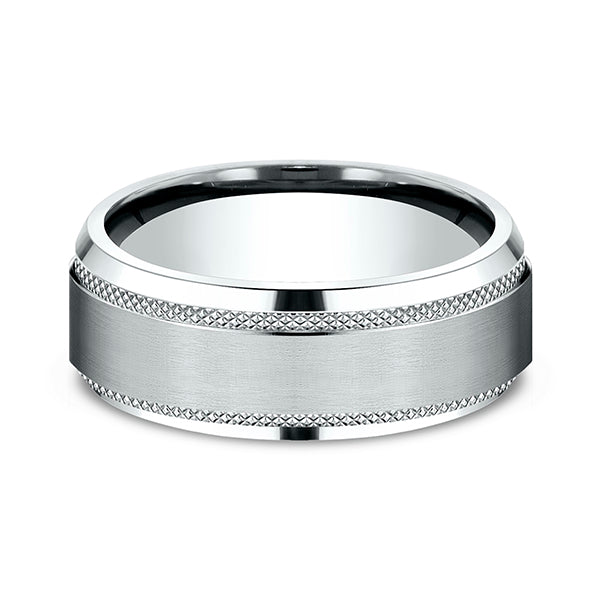 Benchmark CF68321W White 14k 8mm Men's Wedding Band Ring
