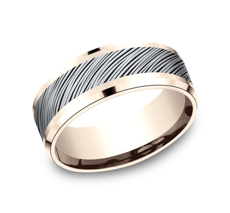 Benchmark CFBP828619 Multi Color Gold 14k 8mm Men's Wedding Band Ring