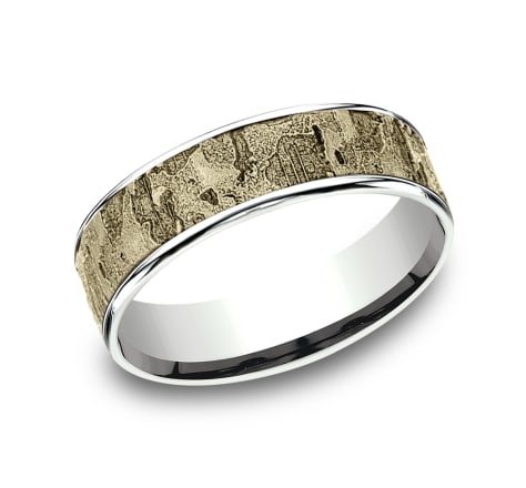 Benchmark CFT8165633 Multi Color Gold 14k 6.5mm Men&#39;s Wedding Band Ring