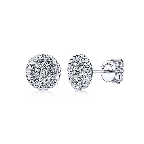 Gabriel & Co. 14k White Gold Beaded Round 0.24ct Diamond Cluster Stud Earrings EG11772W44JJ