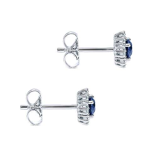 Gabriel & Co. 14k White Gold Round Sapphire 0.22ct Diamond Halo Stud Earrings EG11819W45SA