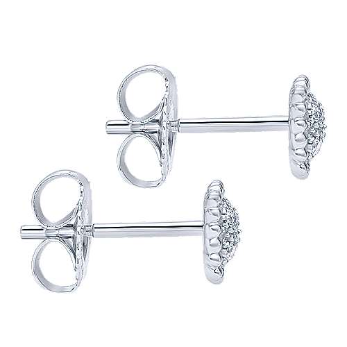 Gabriel & Co. 14k White Gold Beaded Cushion Shaped Diamond Cluster 0.06ct Diamond Stud Earrings EG12142W45JJ