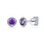 Gabriel & Co. 14K White Gold Round Amethyst 0.06ct Diamond Halo Stud Earrings EG12372W45AM