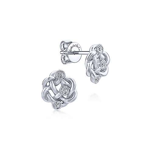 Gabriel &amp; Co. 925 Sterling Silver Twisted Knot 0.04ct Diamond Stud Earrings EG12383SV5JJ