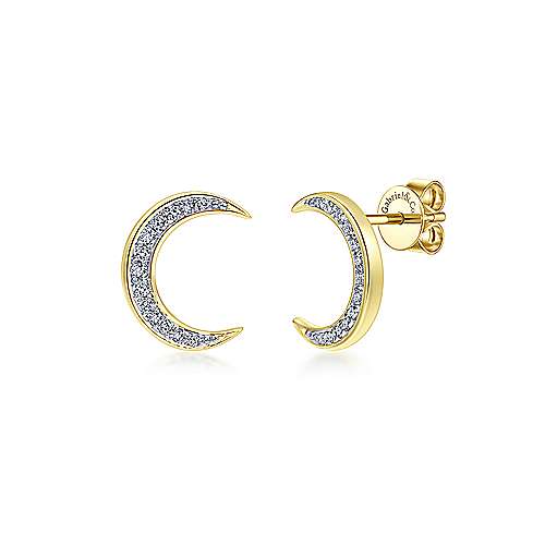 Gabriel &amp; Co. 14k Yellow Gold Crescent Moon 0.13ct Diamond Stud Earrings EG12446Y45JJ