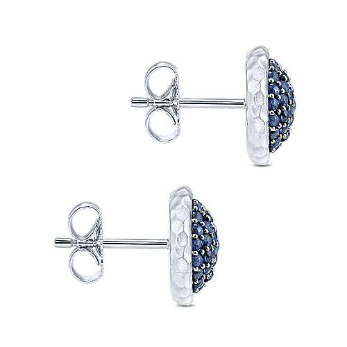 Gabriel & Co. 925 Sterling Silver Hammered Round Sapphire Pave Stud Earrings EG13000SVJSB