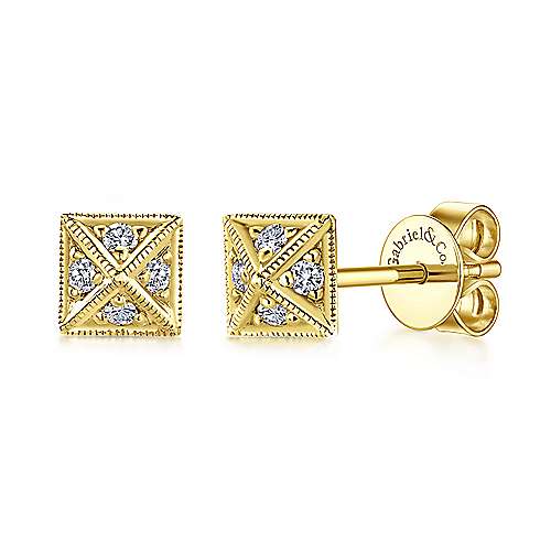 Gabriel & Co. 14k Yellow Gold 0.07ct Diamond Pyramid Stud Earrings EG13059Y45JJ