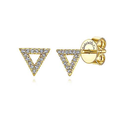 Gabriel & Co. 14k Yellow Gold Open Triangle 0.08ct Diamond Stud Earrings EG13060Y45JJ