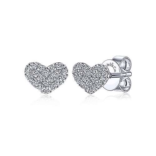 Gabriel & Co 14k White Gold 0.11ct Heart Stud Diamond Earrings EG13079W45JJ