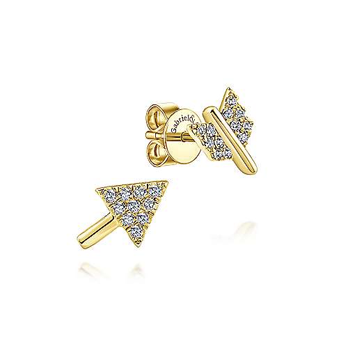 Gabriel &amp; Co. 14k Yellow Gold Two Piece Arrow 0.09ct Diamond Stud Earrings EG13080Y45JJ