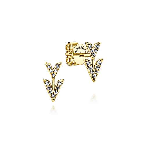 Gabriel & Co. 14k Yellow Gold Double Chevron 0.10ct Diamond Stud Earrings EG13091Y45JJ