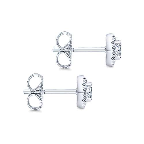 Gabriel & Co. 14k White Gold Hexagonal 0.48ct Diamond Halo Stud Earrings EG13235W45JJ