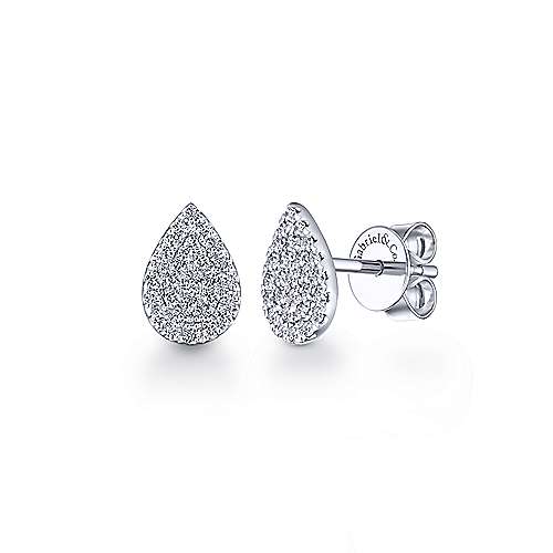 Gabriel & Co. 14k White Gold Pear Shaped Pave 0.25ct Diamond Stud Earrings EG13471W45JJ