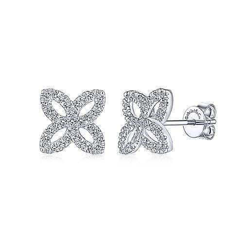 Gabriel & Co. 14k White Gold Open Floral Pave 0.38ct Diamond Stud Earrings EG13488W45JJ