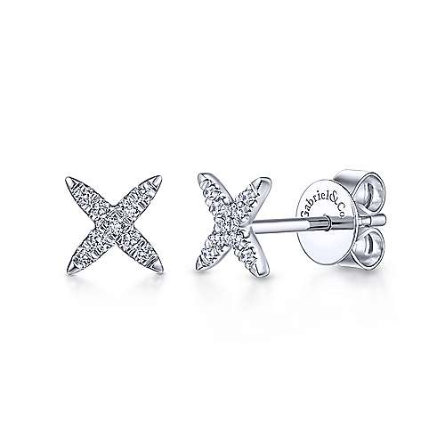 Gabriel & Co. 14k White Gold 0.10ct Diamond X Shaped Stud Earrings EG13585W45JJ