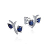Gabriel & Co. 14k White Gold Pave 0.10ct Diamond Oval Pear Cut Sapphire Stud Earrings EG13683W45SA