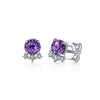 Gabriel & Co. 14K White Gold Round Amethyst and 0.07ct Diamond Accent Stud Earrings EG13738W45AM