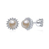 Gabriel & Co. 14k White Gold 0.22ct Diamond Halo Pearl Stud Earrings EG395W45PL