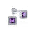 Gabriel & Co. 14K White Gold Princess Cut Amethyst and 0.10ct Diamond Halo Stud Earrings EG9285W44AM