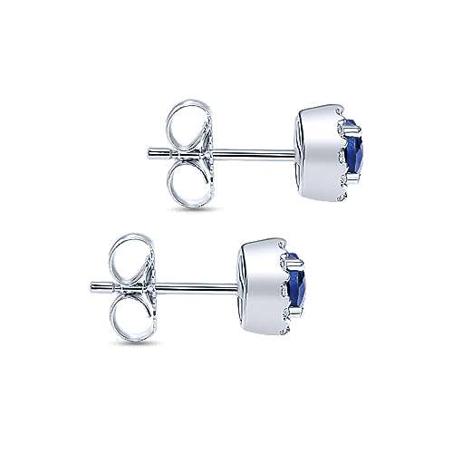 Gabriel & Co. 14k White Gold Sapphire 0.11ct Diamond Halo Stud Earrings EG9687W44SA