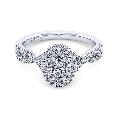 Gabriel &amp; Co 14K White Gold Oval Double Halo Diamond Engagement Ring  ER10139O0W44JJ