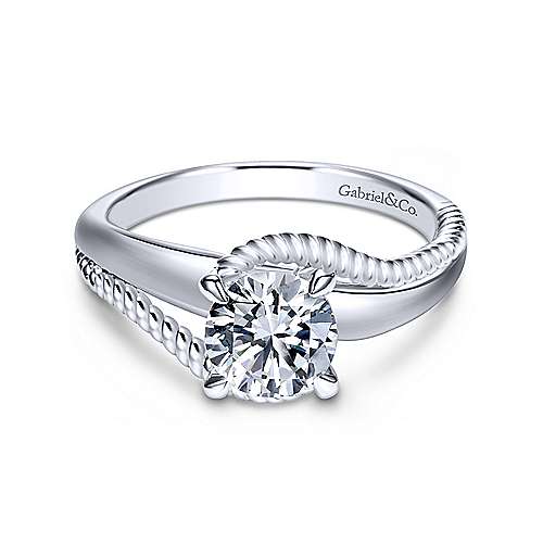 Gabriel & Co 14K White Gold Round Bypass Diamond Engagement Ring ER10201W4JJJ