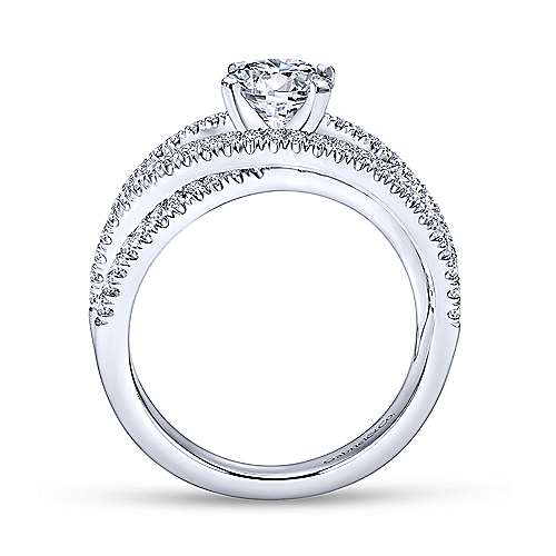 Gabriel & Co 14K White Gold Round Free Form Diamond Engagement Ring  ER10204W44JJ