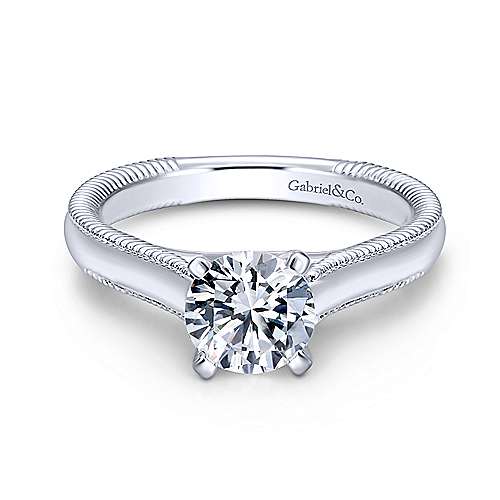 Gabriel &amp; Co 14K White Gold Round Diamond Engagement Ring  ER10206W4JJJ