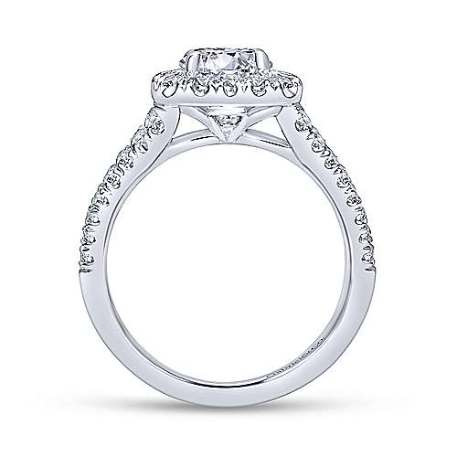 Gabriel & Co 14K White Gold Cushion Halo Round Diamond Engagement Ring  ER10252W44JJ