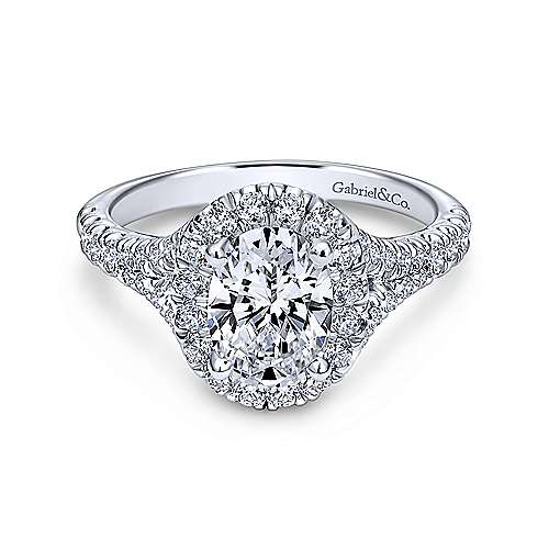 Gabriel &amp; Co 14K White Gold Oval Halo Diamond Engagement Ring  ER10291W44JJ