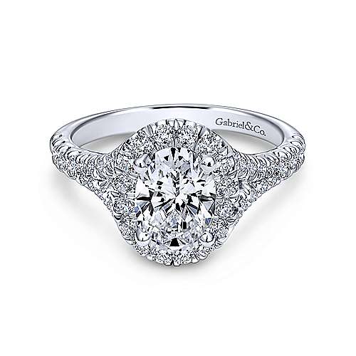 Gabriel & Co 14K White Gold Oval Halo Diamond Engagement Ring  ER10291W44JJ