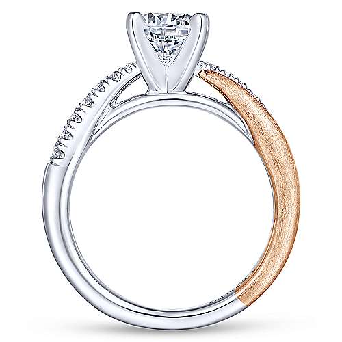 Gabriel &amp; Co 14K White Rose Gold Round Diamond Criss Cross Engagement Ring ER10300T44JJ