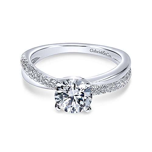 Gabriel &amp; Co 14K White Gold Round Twisted Diamond Engagement Ring  ER10439W44JJ