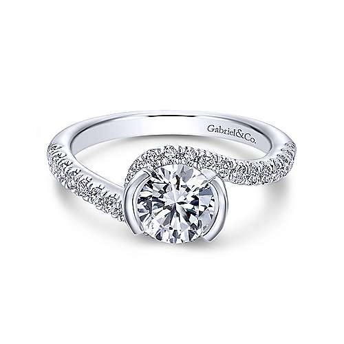 Gabriel &amp; Co 14K White Gold Round Bypass Diamond Engagement Ring  ER10472W44JJ
