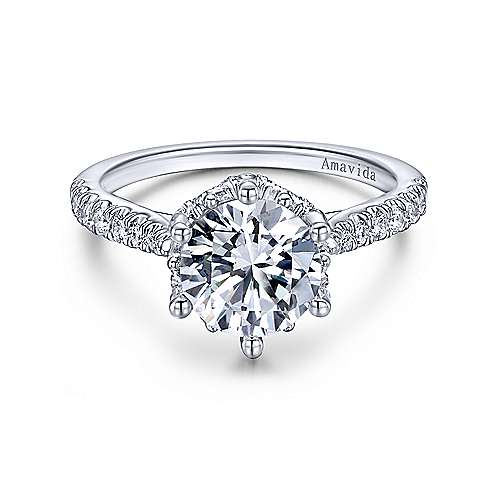 Gabriel &amp; Co 18K White Gold Round Diamond Engagement Ring  ER10521R8W83JJ