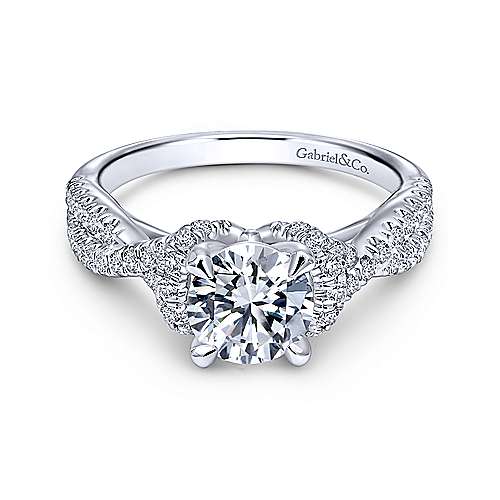 Gabriel &amp; Co 14K White Gold Round Twisted Diamond Engagement Ring ER10753W44JJ