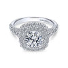 Gabriel & Co 14k White Gold Cushion Double Halo Round Diamond Engagement Ring  ER10754W44JJ