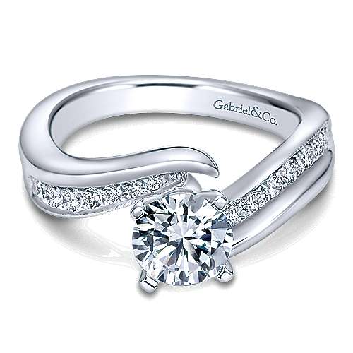 Gabriel &amp; Co 14K White Gold Round Bypass Diamond Engagement Ring ER10793W44JJ