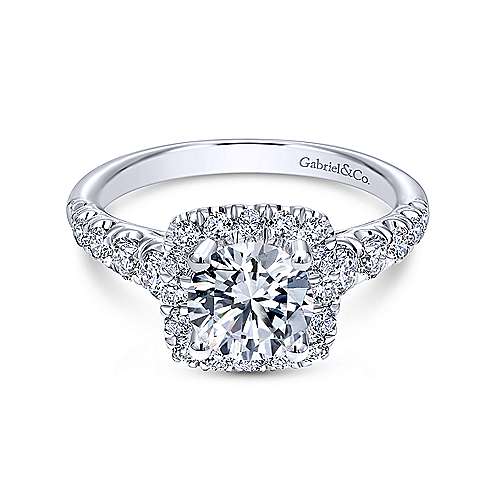 Gabriel & Co 14K White Gold Round Diamond Halo Engagement Ring ER10909W44JJ