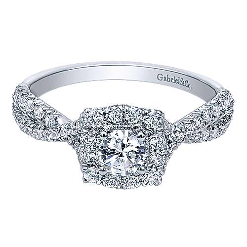 Gabriel & Co 14K White Gold Round Diamond Halo Engagement Ring ER10937W44JJ
